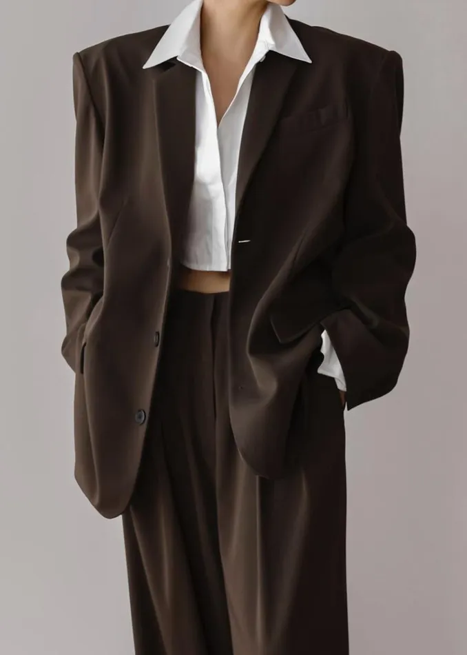 The Frankie Shop Tansy Oversized Blazer 8211 Chocolate Shop Suits