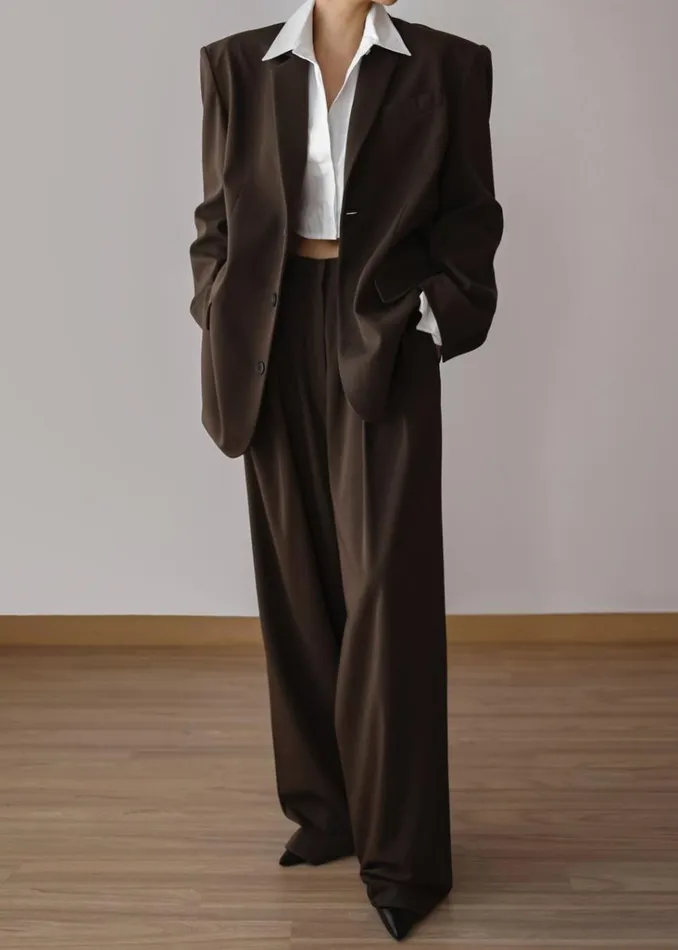 The Frankie Shop Tansy Oversized Blazer 8211 Chocolate Shop Suits