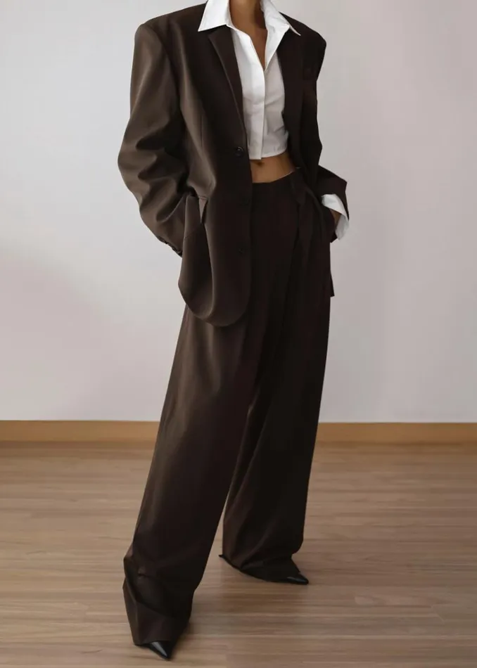 The Frankie Shop Tansy Oversized Blazer 8211 Chocolate Shop Suits