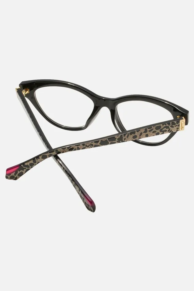 THE SHOWSTOPPER OPTICAL GLASSES BLACK GLITTER LEOPARD Black Glitter Leopard WomensMens Camilla Sunglasses