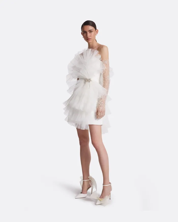 Tissy Ivory Short Dress Ivory Women Bridal Safiyaa