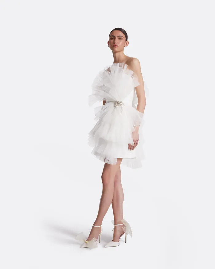 Tissy Ivory Short Dress Ivory Women Bridal Safiyaa