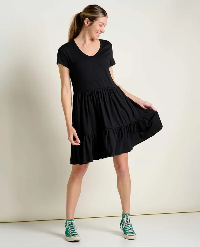 ToadandCo Dresses Marley Tiered Short Sleeve Dress Black 8211 Women039s