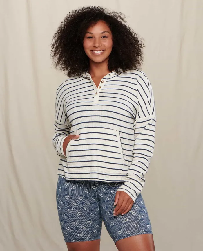 ToadandCo Loungewear and Sleep Foothill Long Sleeve Hoodie Egret Stripe 8211 Women039s