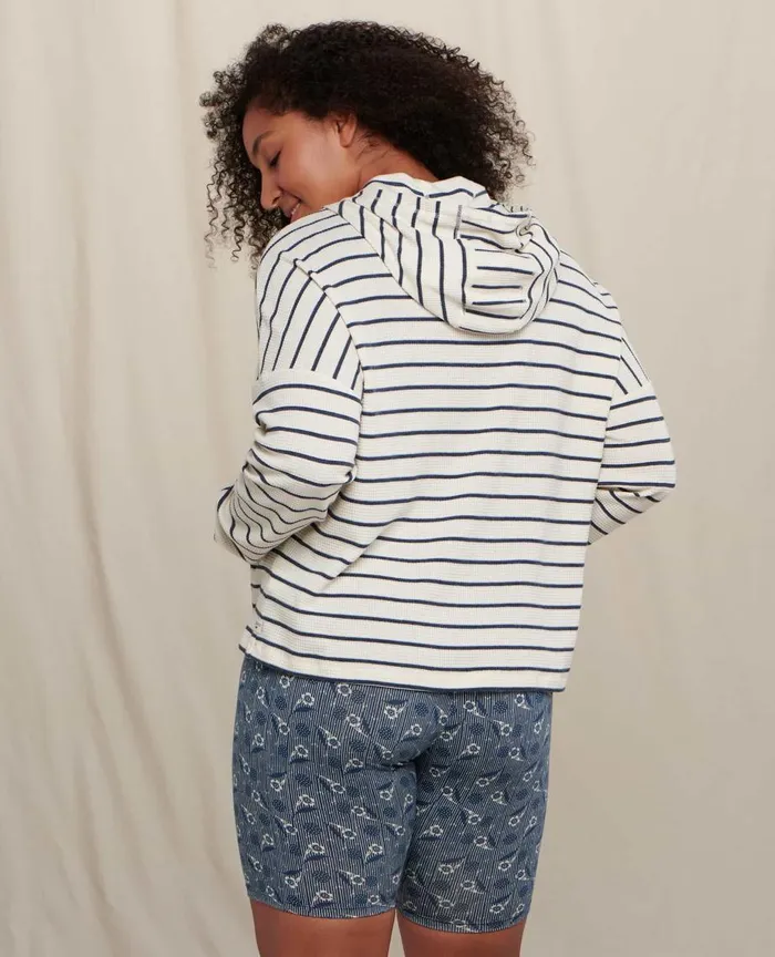 ToadandCo Loungewear and Sleep Foothill Long Sleeve Hoodie Egret Stripe 8211 Women039s