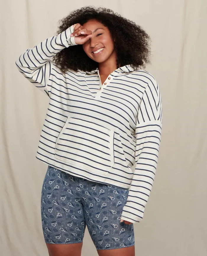 ToadandCo Loungewear and Sleep Foothill Long Sleeve Hoodie Egret Stripe 8211 Women039s