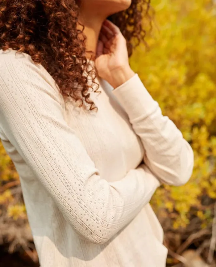 ToadandCo Loungewear and Sleep Foothill Pointelle Long Sleeve Crew Salt 8211 Women039s