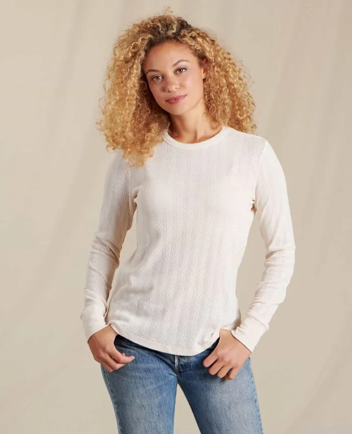 ToadandCo Loungewear and Sleep Foothill Pointelle Long Sleeve Crew Salt 8211 Women039s