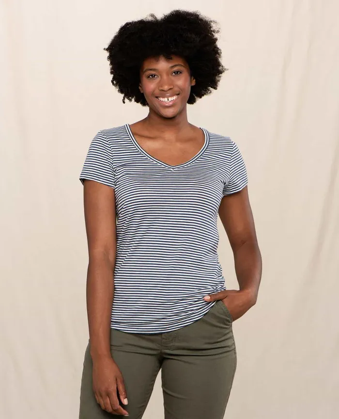 ToadandCo Loungewear and Sleep Marley II Short Sleeve Tee True Navy Stripe 8211 Women039s