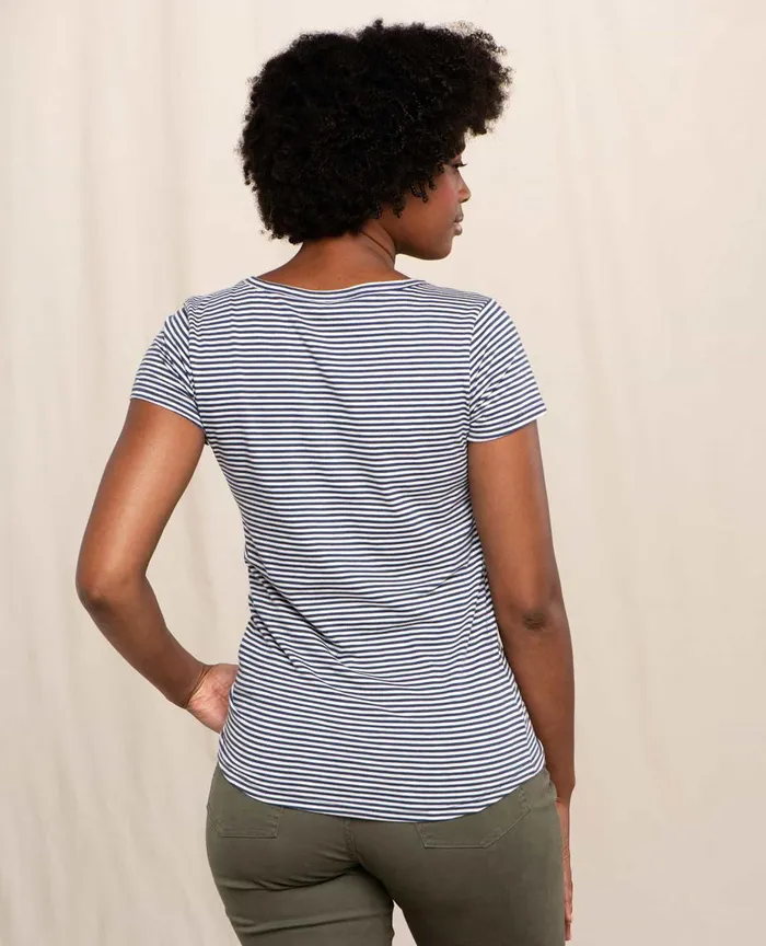 ToadandCo Loungewear and Sleep Marley II Short Sleeve Tee True Navy Stripe 8211 Women039s