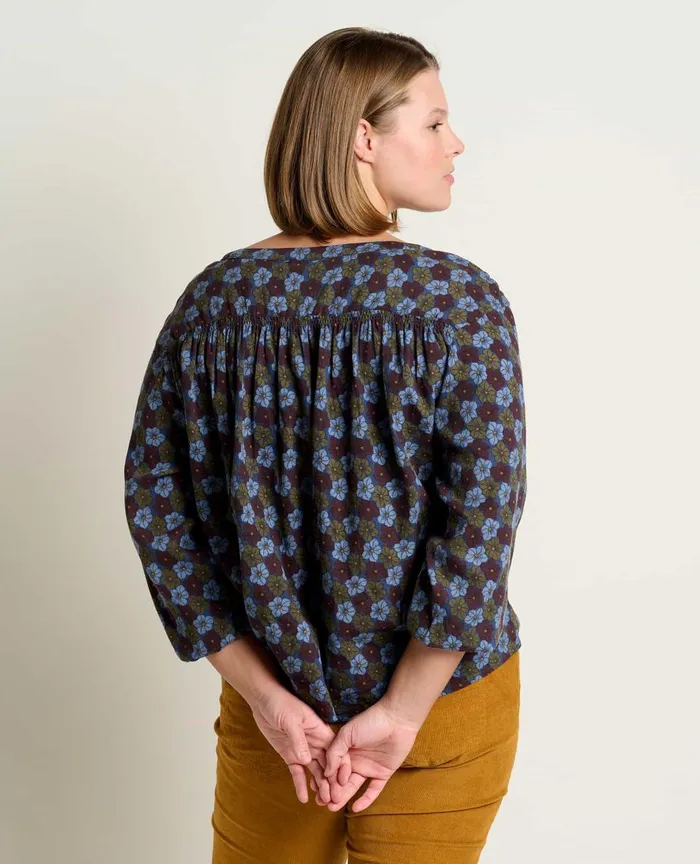 ToadandCo Tops and TShirts Manzana Long Sleeve Peasant Top True Navy Floral Print 8211 Women039s