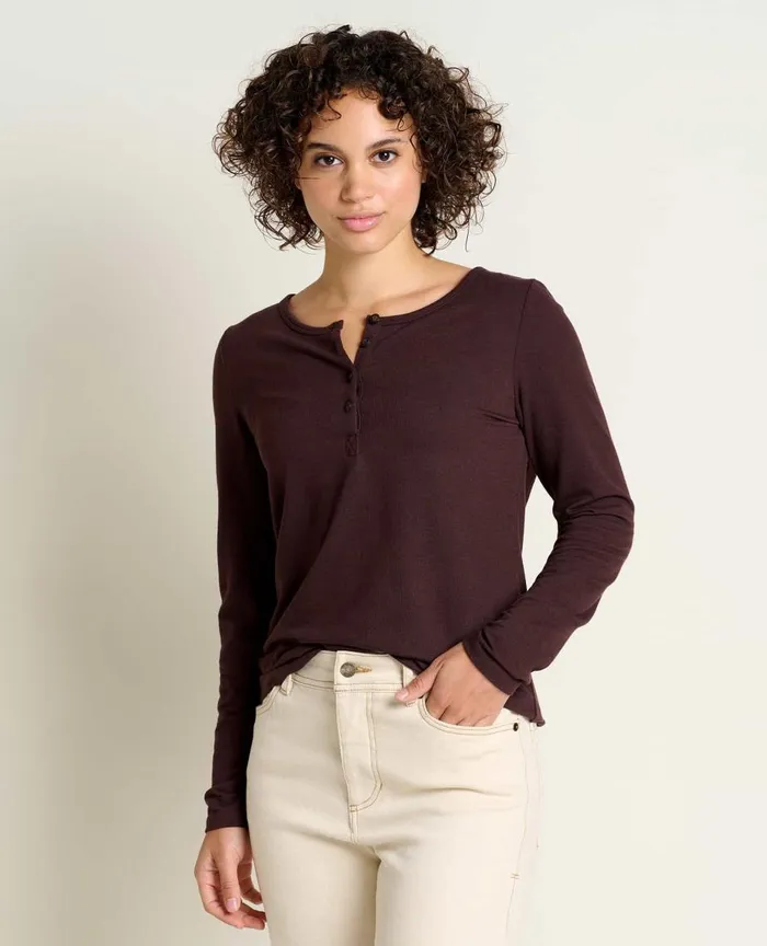 ToadandCo Tops and TShirts Piru Long Sleeve Henley Carob 8211 Women039s