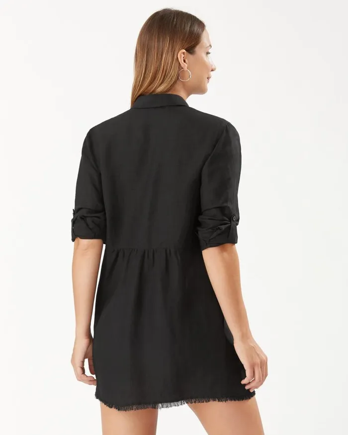 Tommy Bahama Beach Coverups St Lucia LinenBlend Beach Shirt Black 8211 Women Tommy Bahama Beach Coverups St Lucia LinenBlend Beach Shirt Black 8211 Women
