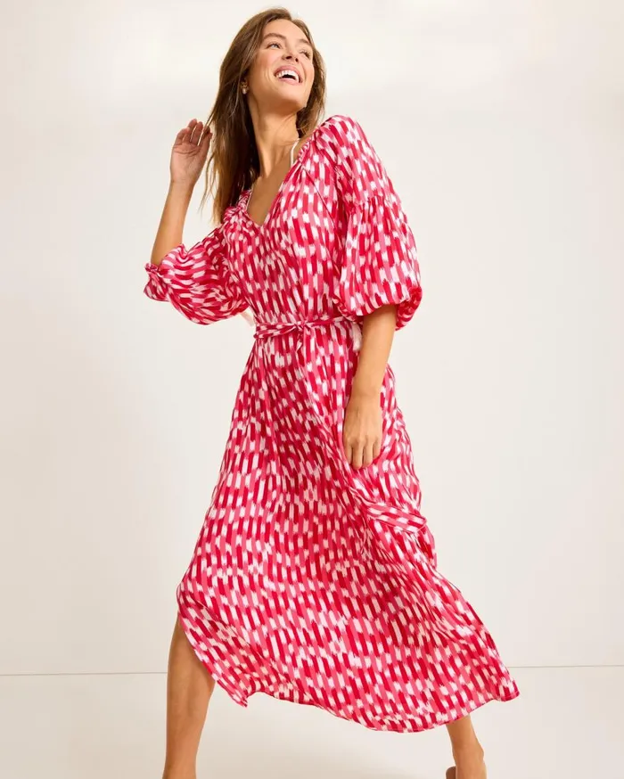 Tommy Bahama Dresses Ikat Stripe Midi Coverup Dress Red Hibiscus 8211 Women