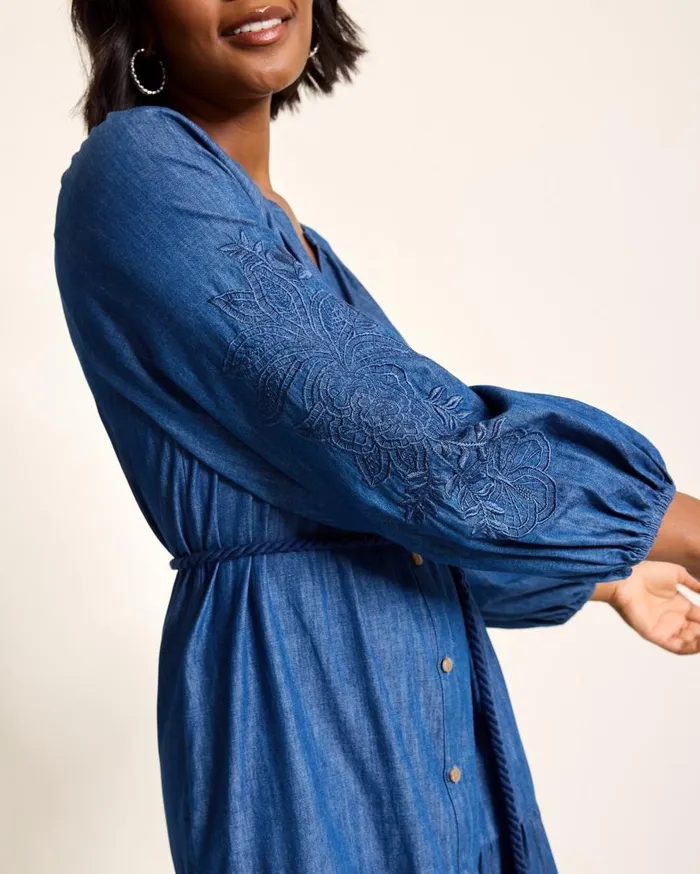 Tommy Bahama Dresses Indigo Cove Embroidered Midi Dress Dark Sky Wash 8211 Women Tommy Bahama Dresses Indigo Cove Embroidered Midi Dress Dark Sky Wash 8211 Women