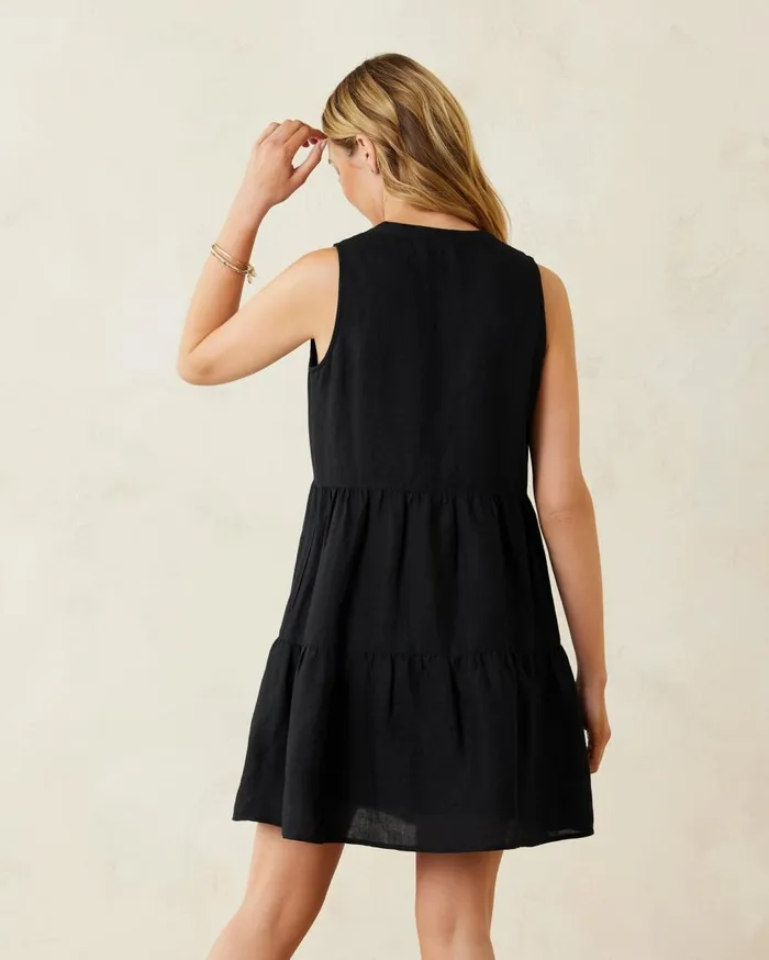 Tommy Bahama Dresses St Lucia LinenBlend Tiered Coverup Dress Black 8211 Women Tommy Bahama Dresses St Lucia LinenBlend Tiered Coverup Dress Black 8211 Women