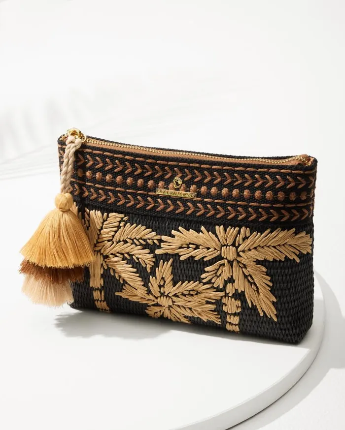 Tommy Bahama Handbags and Clutches Raffia Palms Maci Wristlet Black Multi 8211 Women