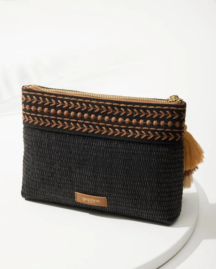 Tommy Bahama Handbags and Clutches Raffia Palms Maci Wristlet Black Multi 8211 Women Tommy Bahama Handbags and Clutches Raffia Palms Maci Wristlet Black Multi 8211 Women