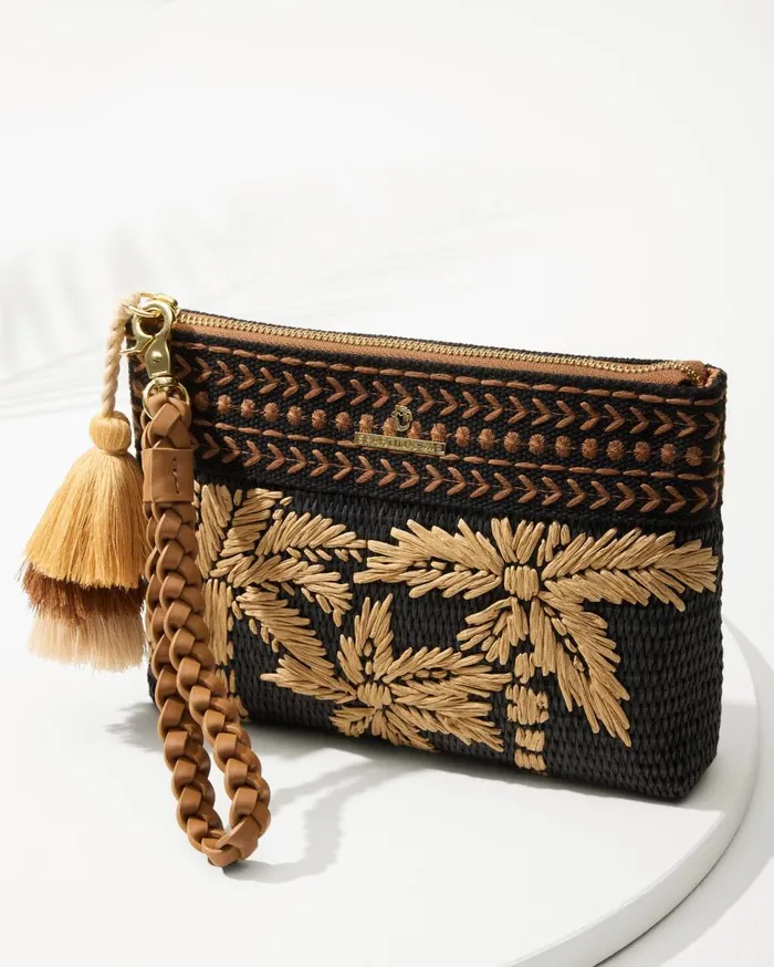 Tommy Bahama Handbags and Clutches Raffia Palms Maci Wristlet Black Multi 8211 Women Tommy Bahama Handbags and Clutches Raffia Palms Maci Wristlet Black Multi 8211 Women