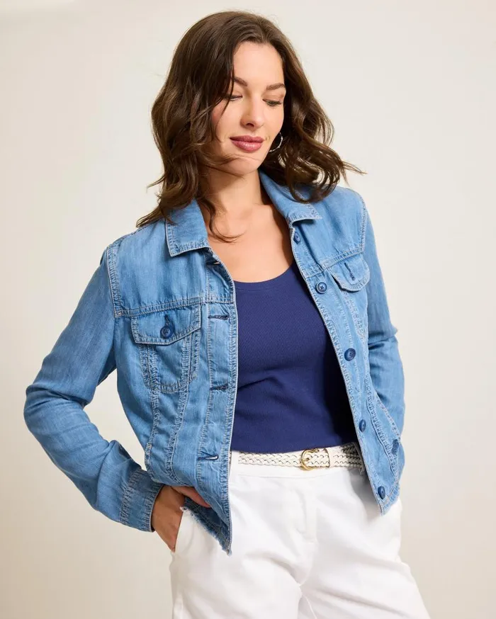 Tommy Bahama Jackets Chambray O039lei Jacket Med Indigo Wash 8211 Women