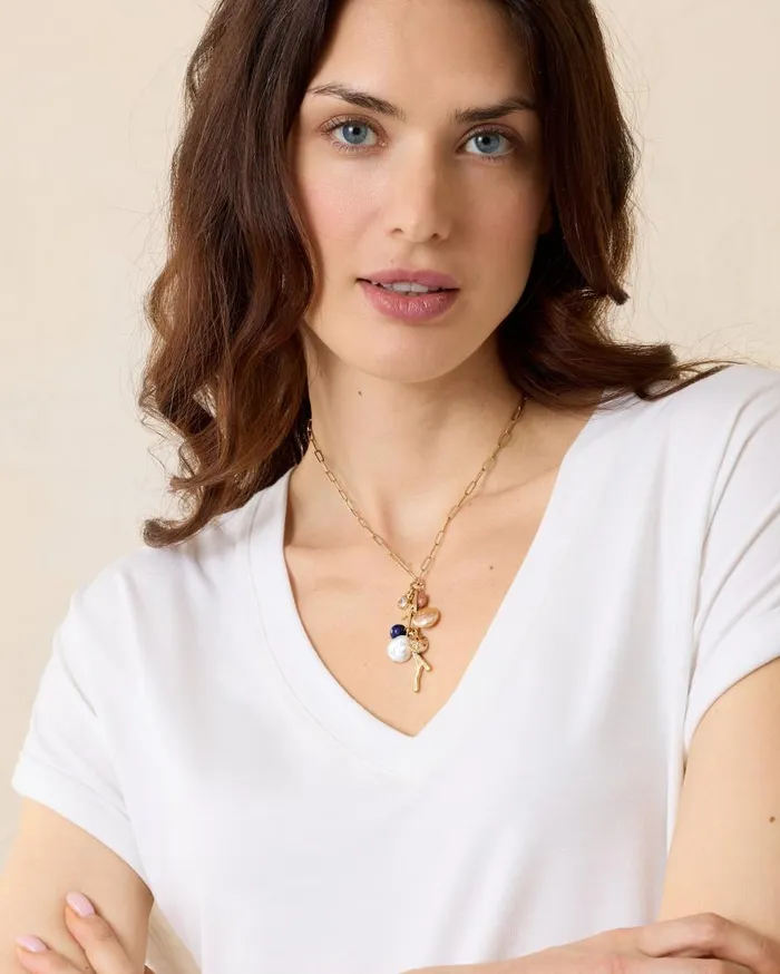 Tommy Bahama Jewelry Indigo Bay Semiprecious Stone and Pearl Charm Necklace Gold Multi 8211 Women Tommy Bahama Jewelry Indigo Bay Semiprecious Stone and Pearl Charm Necklace Gold Multi 8211 Women