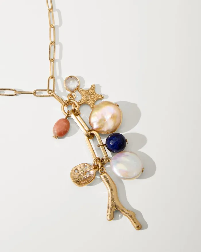 Tommy Bahama Jewelry Indigo Bay Semiprecious Stone and Pearl Charm Necklace Gold Multi 8211 Women Tommy Bahama Jewelry Indigo Bay Semiprecious Stone and Pearl Charm Necklace Gold Multi 8211 Women