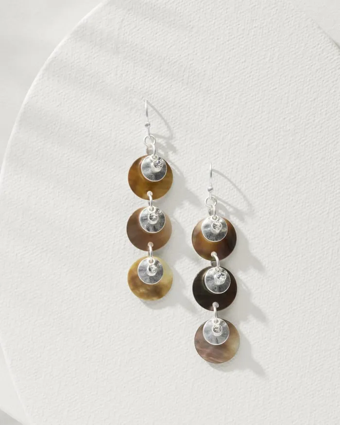 Tommy Bahama Jewelry Marco Island Grey MultiShell Drop Earrings Silver 8211 Women