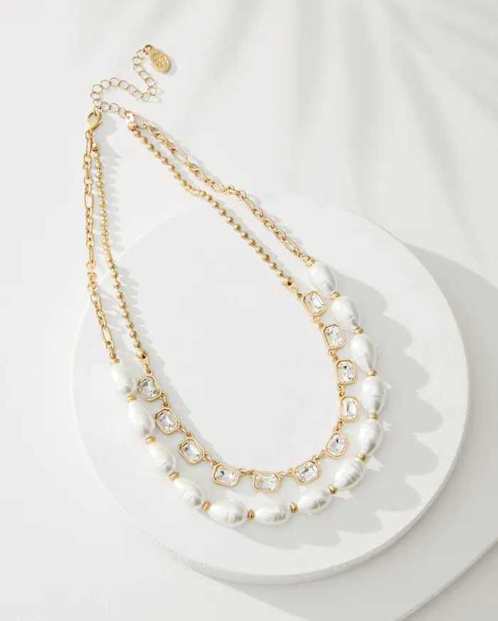 Tommy Bahama Jewelry Tidal Treasure Baroque Pearl And Stone Layered Necklace Gold 8211 Women
