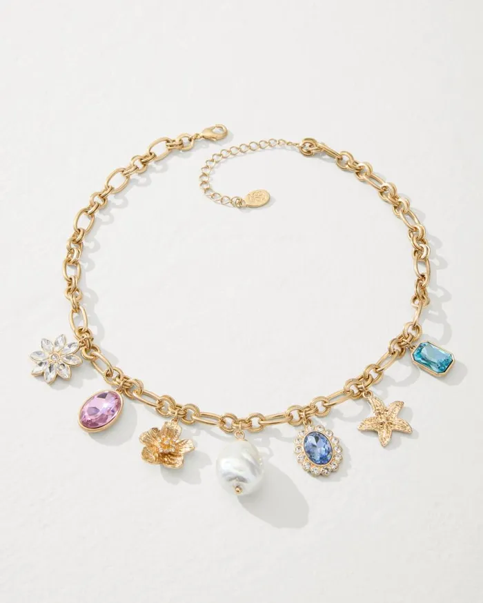 Tommy Bahama Jewelry Tidal Treasure MultiCharm Statement Necklace Gold 8211 Women