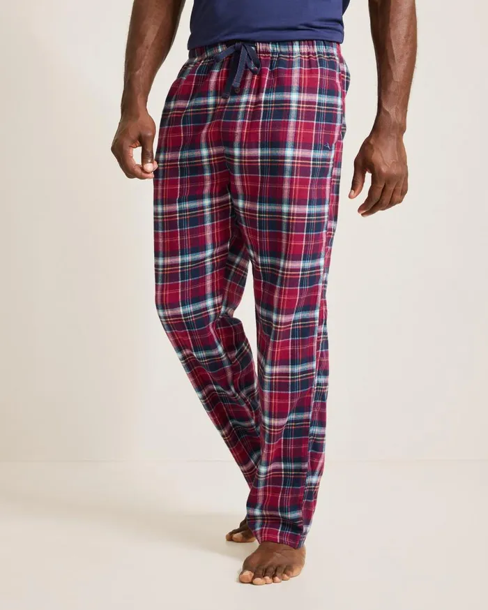 Tommy Bahama Loungewear and Pajamas Flannel Plaid Pajama Pants Beet Red 8211 Men