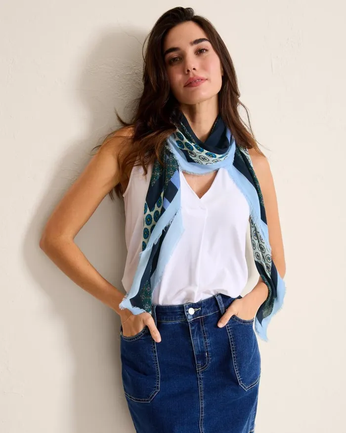 Tommy Bahama Scarves and Wraps Foulard Patch Square Scarf Navy 8211 Women