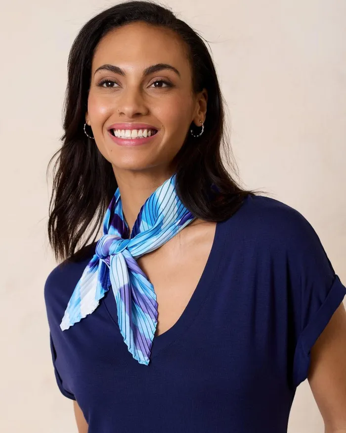 Tommy Bahama Scarves and Wraps Mosaic Stripes Pleated Diamond Scarf Chambray 8211 Women