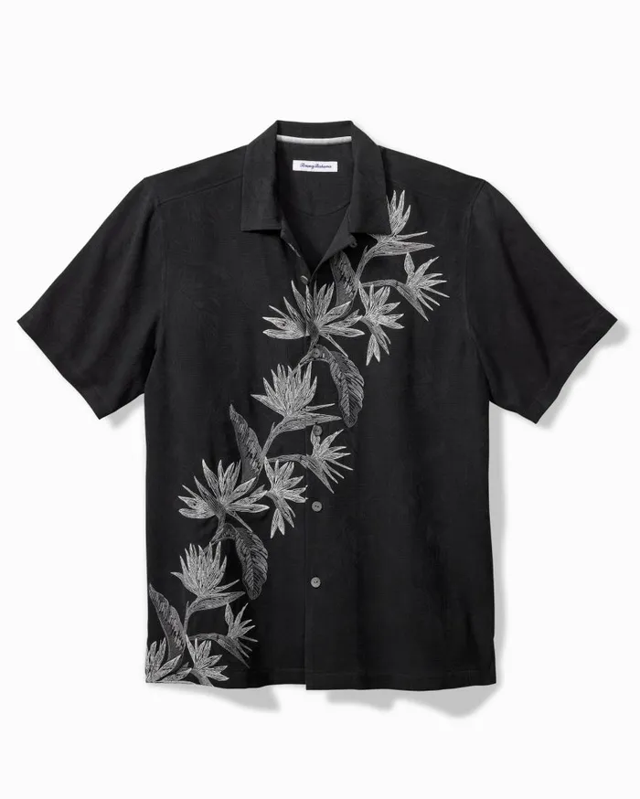 Tommy Bahama Shirts Across Paradise Silk Camp Shirt Black 8211 Men