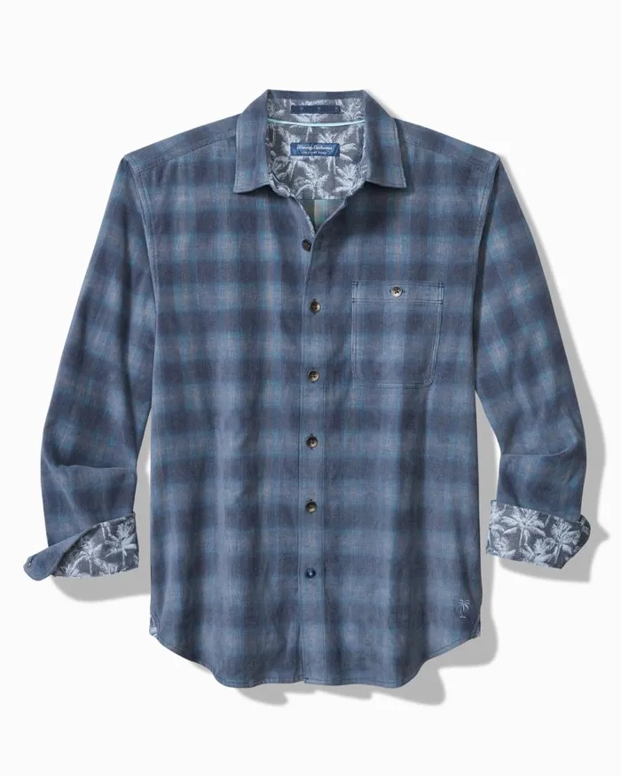 Tommy Bahama Shirts Coastline Cord Stretch Ombr Check Shirt Dockside Blue 8211 Men