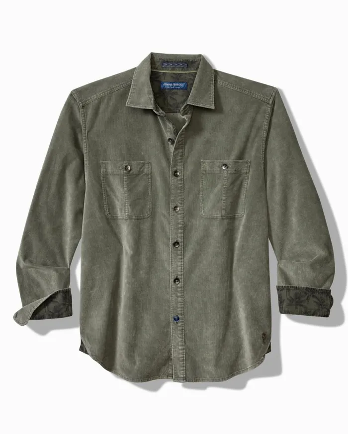 Tommy Bahama Shirts Coastline Cord Stretch Sun Fade DoublePocket Shirt Dark Fern 8211 Men