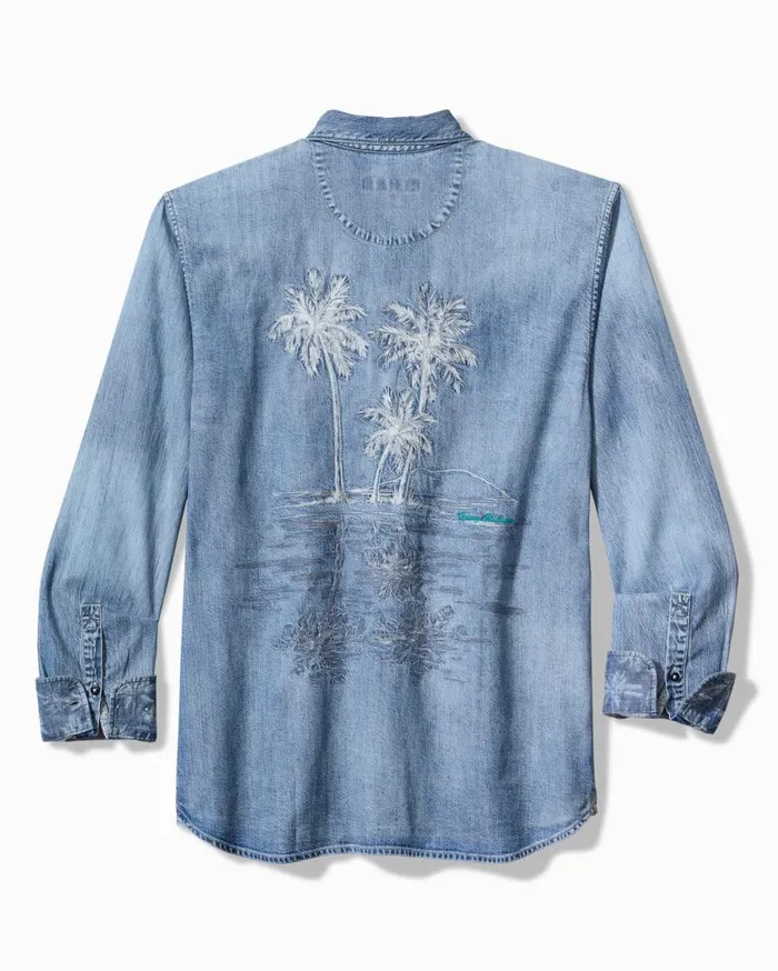 Tommy Bahama Shirts Palm Reflections LongSleeve Shirt Blue Jean 8211 Men