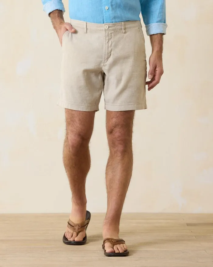 Tommy Bahama Shorts Beach Coast LinenBlend FlatFront 8Inch Shorts Stone Khaki 8211 Men