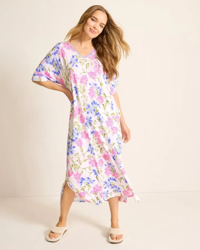 Tommy Bahama Sleepwear Jersey ShortSleeve Maxi Sleep Caftan Ivory 8211 Women