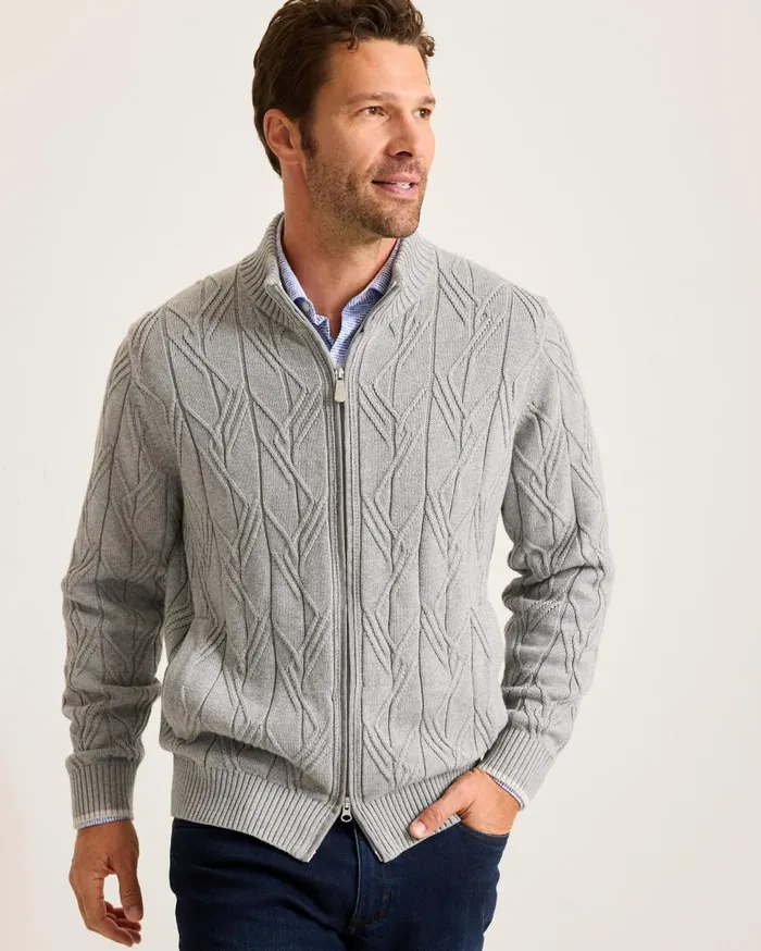 Tommy Bahama Sweaters Capital Cable FullZip Cardigan Grey Heather 8211 Men Tommy Bahama Sweaters Capital Cable FullZip Cardigan Grey Heather 8211 Men