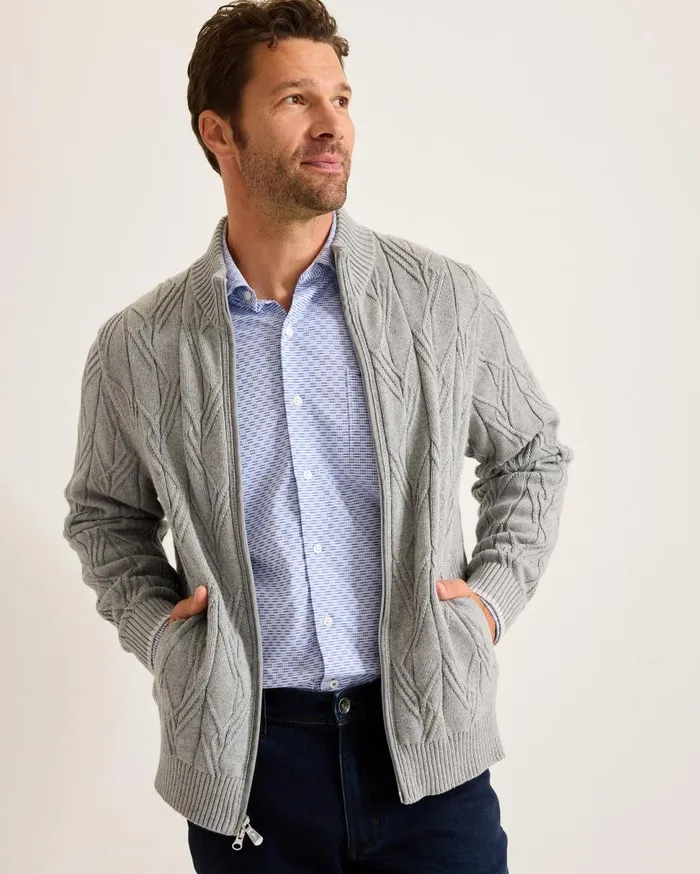 Tommy Bahama Sweaters Capital Cable FullZip Cardigan Grey Heather 8211 Men Tommy Bahama Sweaters Capital Cable FullZip Cardigan Grey Heather 8211 Men
