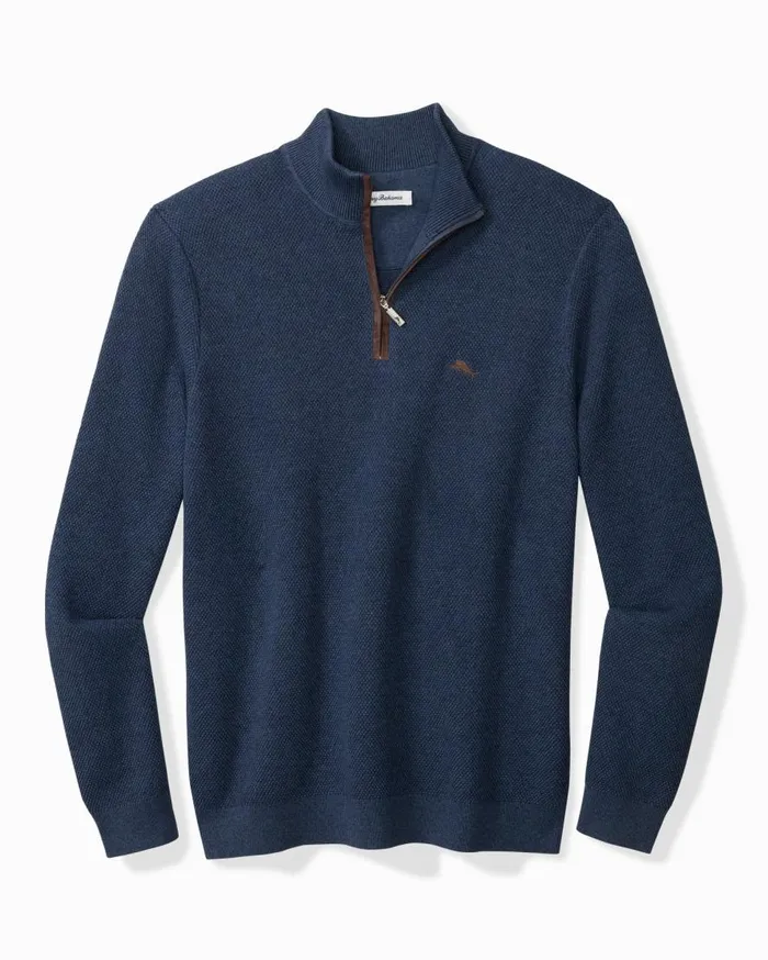 Tommy Bahama Sweaters Marlin Luxe HalfZip Sweater Dockside Blue Heather 8211 Men