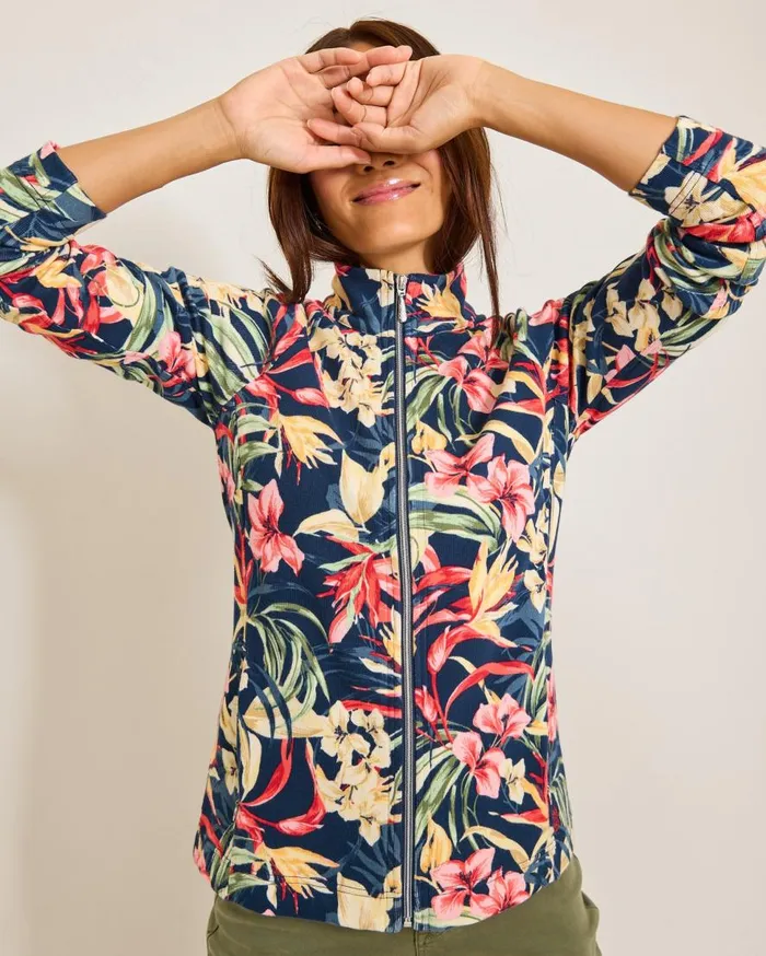 Tommy Bahama Sweatshirts Aruba Flora Amora FullZip Sweatshirt Island Navy 8211 Women