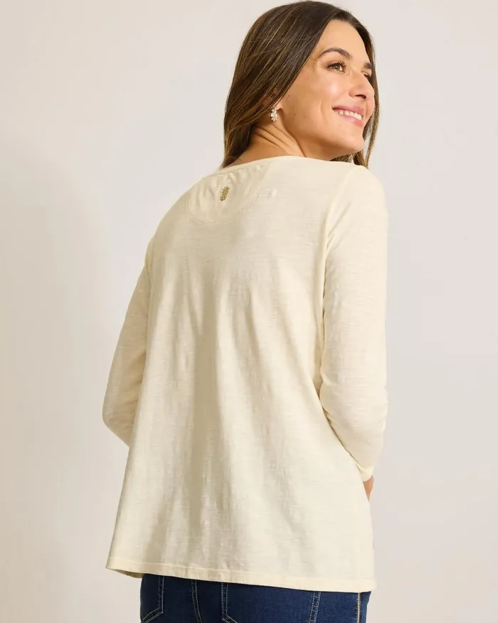 Tommy Bahama Tops and Shirts Forever Fronds Embellished Lux 34Sleeve TShirt Coconut 8211 Women Tommy Bahama Tops and Shirts Forever Fronds Embellished Lux 34Sleeve TShirt Coconut 8211 Women