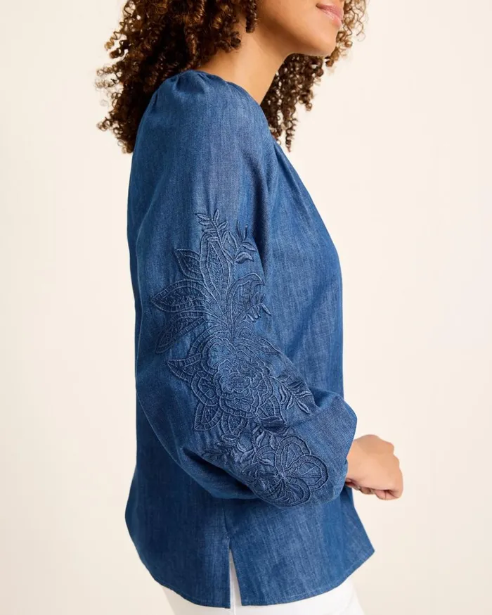Tommy Bahama Tops and Shirts Indigo Cove Embroidered Blouse Dark Sky Wash 8211 Women Tommy Bahama Tops and Shirts Indigo Cove Embroidered Blouse Dark Sky Wash 8211 Women