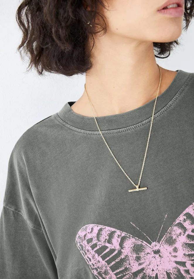 Tops and TShirts Women Hush Butterfly Boyfriend TShirt Washed Grey
