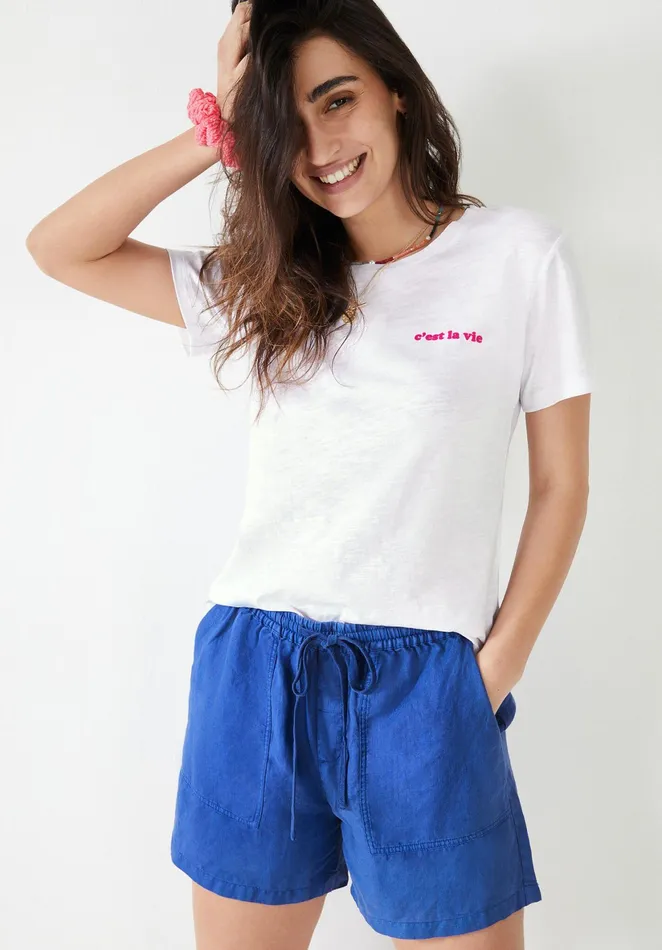 Tops and TShirts Women Hush C039est La Vie Relaxed TShirt White Pink