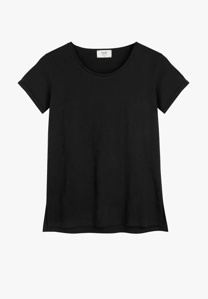 Tops and TShirts Women Hush Cali Cotton Slub Crew Tee Black