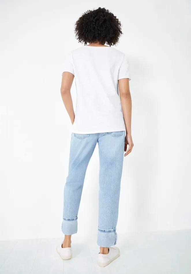 Tops and TShirts Women Hush Cali Cotton Slub V Tee White