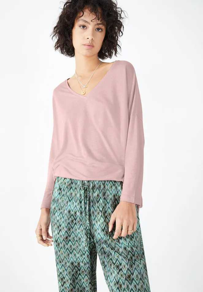 Tops and TShirts Women Hush Chesten LinenBlend Jersey Top Blush Pink