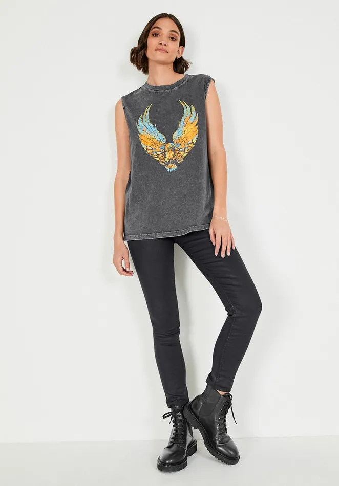 Tops and TShirts Women Hush Eagle Oversized Vest Top Ebony